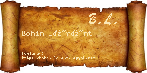 Bohin Lóránt névjegykártya
